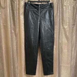Superdown Black Faux Leather Adonia Zipper Front Pants, L NWOT